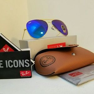 Ray-Ban 62mm aviator mirror glass lens sunglasses.